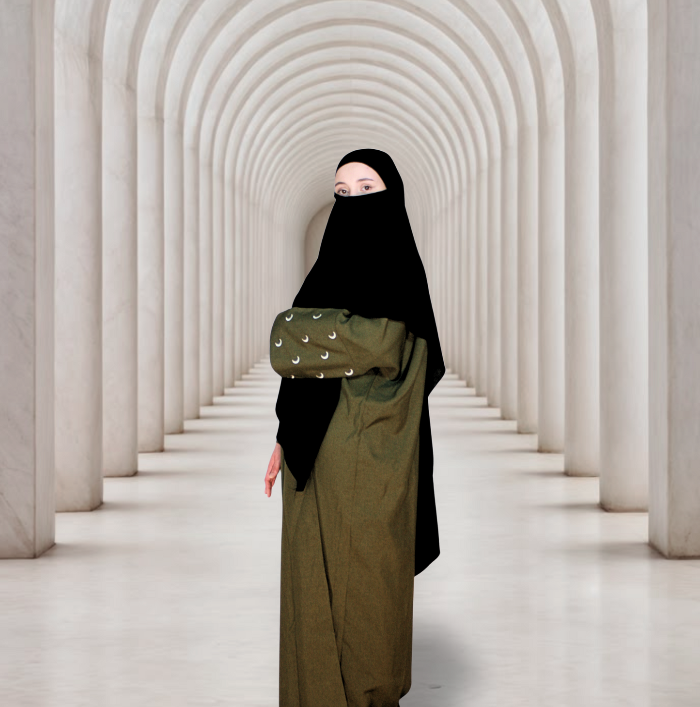 Moon Abaya Olive Green