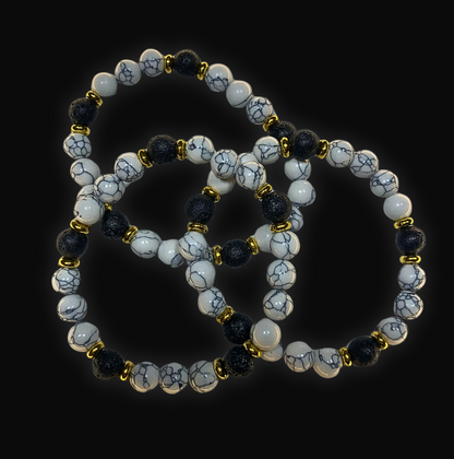 Fashion Stone Bracelet Noir & Blanc