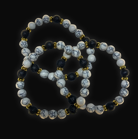 Fashion Stone Bracelet Noir & Blanc